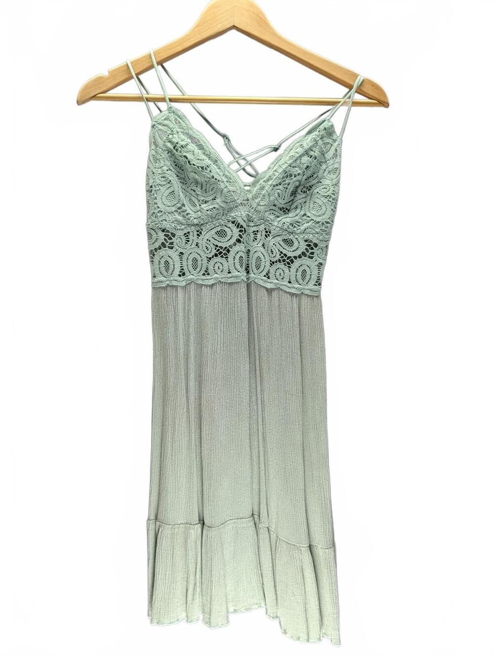 Victoria's Secret PINK Light Green Lace and Knit Slip Dress